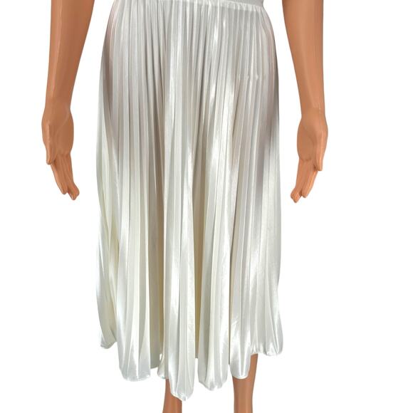 Lulus White One Shoulder Pleated Midi Dress M Grecian Formal Prom Wedding - Picture 5 of 9